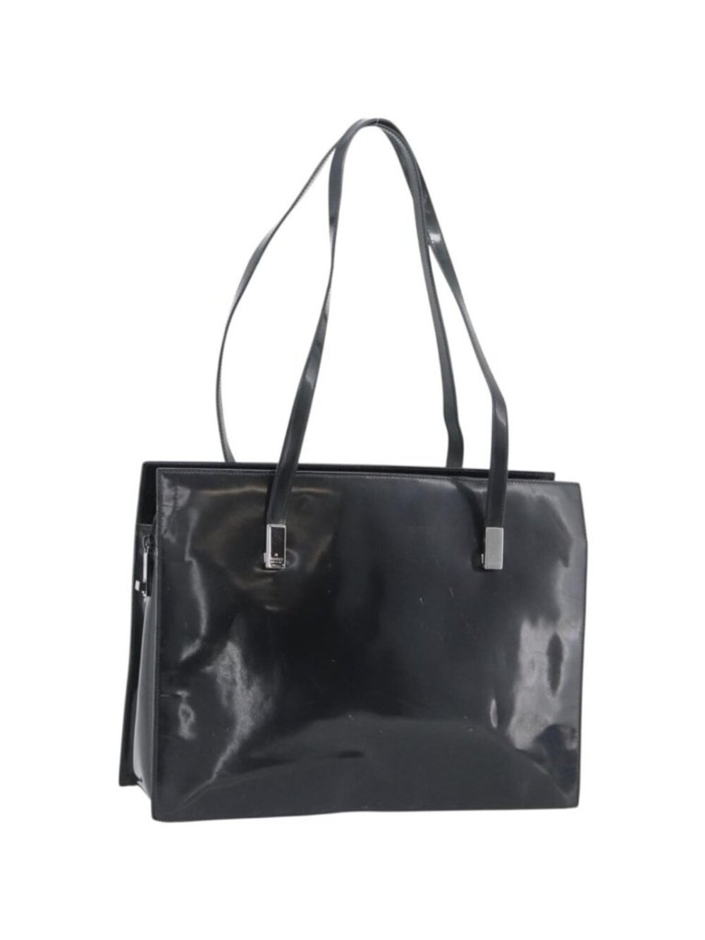 GUCCI Tote Bag Patent Black Silver 001 3264